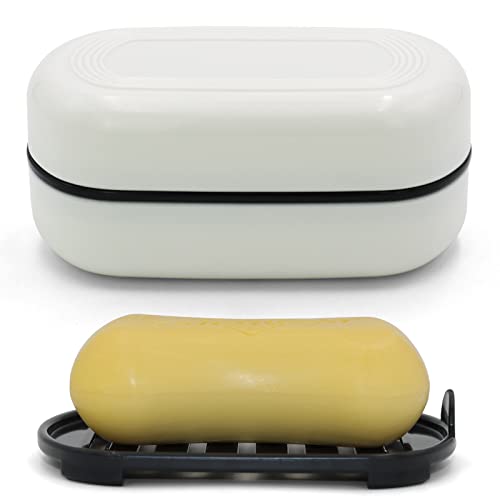 AIMAIAIMAI Travel Soap Container, Leakproof Soap Box, Travel Soap Holder with Removable Draining Layer, Portable Soap Case for Traveling, Camping, Gym (White, 1 Pack) - color: White Style a
