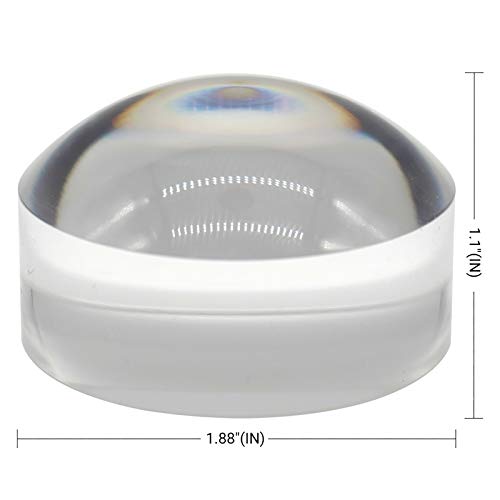 Sanung 8X Dome Magnifying Glass High Definition Round High Transparent Acrylic Optical Magnifier Reading Aid Paperweight Half Ball Lens Magnifier for Reading Books Map Newspapers - size: Compact