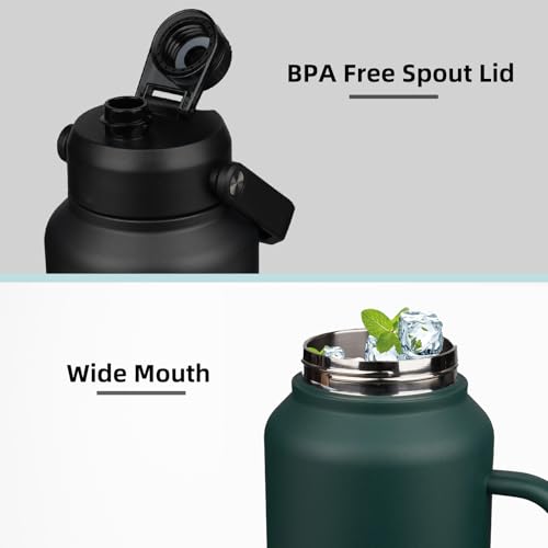 BJPKPK 128oz Stainless Steel Water Bottle, 1 Gallon Insulated Water Jug - color: Sky, style: 128oz-Side Handle