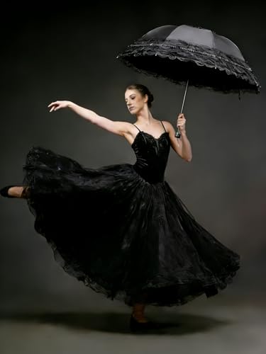 Honeystore Princess Lace Ultraviolet-Proof Folding Umbrella Anti-uv Dome Parasol - color: Style1 Black