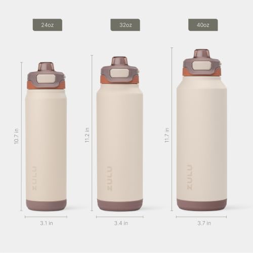 ZULU Powerfill Pro 32oz Stainless Steel Sip or Chug Water Bottle, Driftwood | Insulated stainless steel water bottle with Quick Fill™ lid, sip and chug spouts, leakproof lock, and dishwasher safe - color: Driftwood, style: 32oz