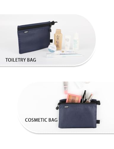 GOX Small Toiletry Bag for Men Bulk Cosmetic Bag Dopp Kit Carry On Zipper Pouch Organization Nylon Small Packing Sack Waterproof (Navy) - color: Navy