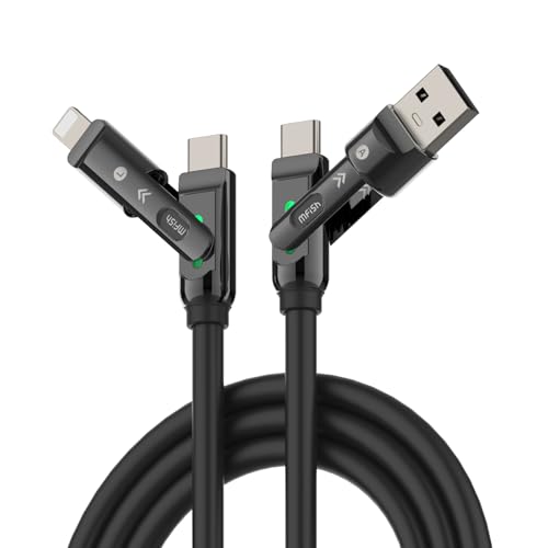 MFish USB C to USB C Cable, 240W 4 in 1 Charging Cable, Black, 6.6FT | Carrying Case, USB-A & USB-C to USB-C/Lightning, For iPhone 17/16/15/14, MacBook, iPad, Laptop, Samsung S25/S24 - color: Black, size: 6.6FT(Upgraded)