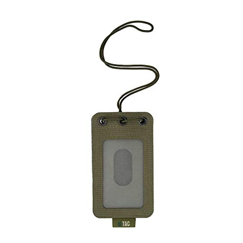 M-Tac Tactical Hanging ID Card and Patch Holder with Hook and Loop Surface and Draw Cord (Olive) - color: Olive, size: transparent panel