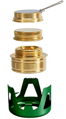 Mini Alcohol Backpacking Stove, Lightweight Brass Spirit Burner with Aluminium Stand for Camping Hiking and Picnic - color: Green