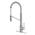 KRAUS Oletto Commercial Style Single Handle Pull Down Kitchen Faucet with QuickDock Top Mount Installation Assembly in Spot Free Stainless Steel, KPF-2631SFS - color: Spot-Free Stainless Steel, style: Commercial Style Faucet