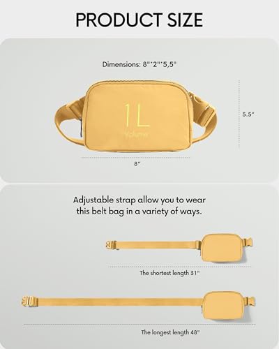 ODODOS Unisex Mini Belt Bag with Adjustable Strap Small Fanny Pack for Workout Running Traveling Hiking, Buff Yellow - color: Buff Yellow