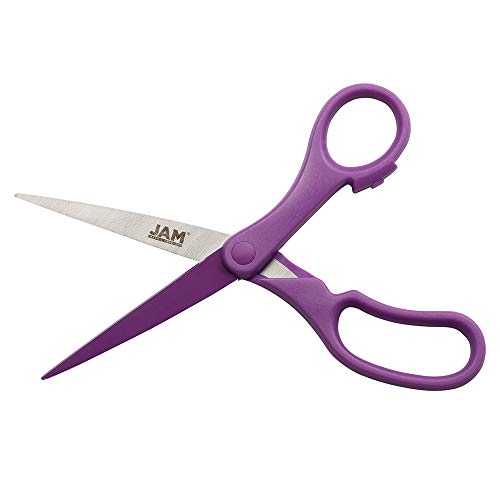JAM PAPER Multi-Purpose Precision Scissors - 8 Inch - Purple - Ergonomic Handle & Stainless Steel Blades - Sold Individually - color: Purple, size: Standard (8 Inch)
