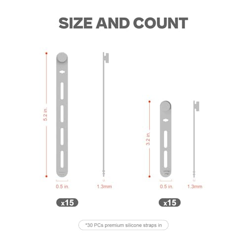 Silicone Fishing Rod Ties Belt Straps (30/50 Pack) – Lightweight, Durable, Reusable Rubber Bands Belts for Pole Storage - color: Grey-30pack