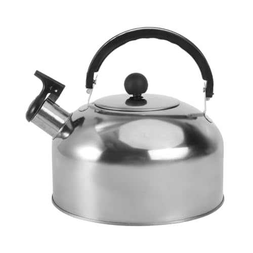 PRETYZOOM Stainless Steel Tea Kettle for Stove Top and Induction 2L Whistling Water Kettle with Flat Bottom Ergonomic Handle Fast Heating for Home Camping Brewing