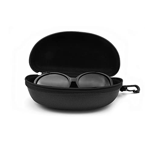 3pcs Zipper Hard Shell Sunglasses Case and Eyeglasses Case Portable Travel Glasses Case with Plastic Hook - color: Black