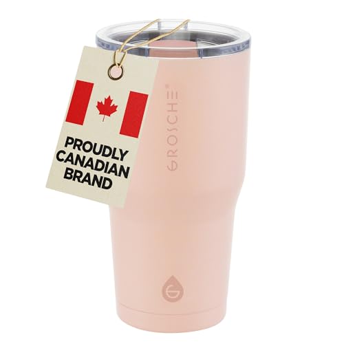 GROSCHE Yukon Triple Insulated Coffee Travel Mug with Lid - 20 oz Pink - color: Pink, size: 20 Ounces