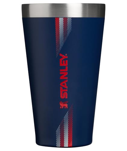STANLEY Adventure Stacking Beer Pint Glass | Stackable Drinking Cup for Cold Beverages | Dishwasher Safe | Insulated Stainless Steel Tumbler | BPA-Free - color: Team Navy Red, style: Modern