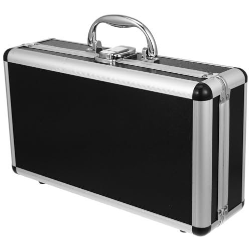 ERINGOGO Aluminum Attache Case - 12inch Lock Metal Briefcase with Ripple Foam, Hard Aluminum Carrying Case for Men, Universal Portable Tool Case for Laptop/Luggage/Instrument Black