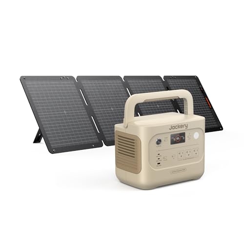 Jackery Solar Generator 1000 v2 and 100W Panel,1070Wh,1500W (Dune White) | 1 Hr Fast Charge, LiFePO4 Battery, for Camping, Emergency, RV, Off-Grid Living - style: E1000v2+100W(Dune White)
