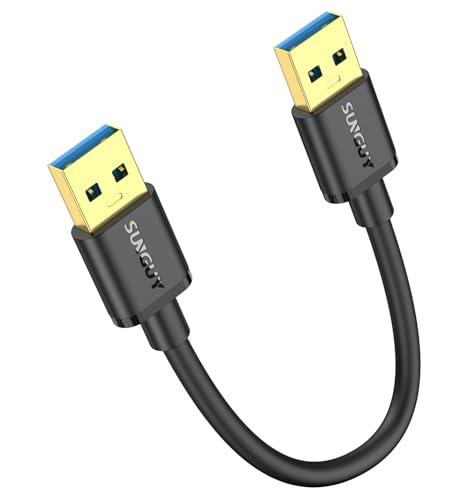 SUNGUY USB to USB Cable 0.5FT Short, USB 3.0 Type A Male to Type A Male Cable Data Transfer up to 5Gbps Compatible with Printers, Modems, Hard Drives, Monitor, Camera, Wacom, DVD, Hub - size: 0.5FT