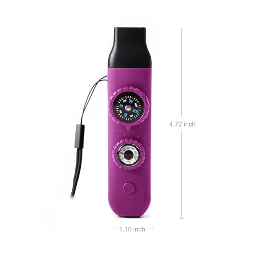 Emergency Survival Safety Whistle，Whistle for Kids with Lanyard,Compass,Thermometer,Ideal for Kayaking, Boating, Hiking, Camping, Climbing - color: Plum 2pcs