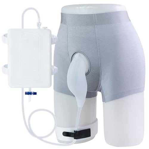 External Catheter for Men, Wearable Kit with 1000mL Urine Bag | 39.4 in silicone tube with two adjustable straps and a separate stabilizer - size: S