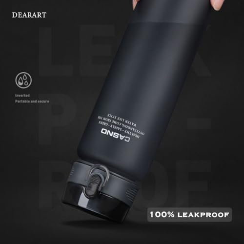 DEARART 20oz Water Bottles with Locked Button, Frosted Bottle One Hand, 100% Leakproof No Straw Direct Spout, Suit Sport Office School Travel Yoga Gym, Grey - color: Grey