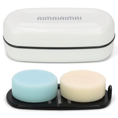 AIMAIAIMAI Shampoo Bar Holder Travel Case for Two Bars, Large Soap Container for Bathroom or Travel (1 Pack, White Style A-Large) - color: White Style A-large