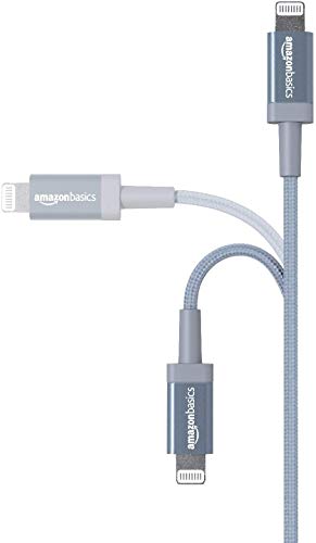 Amazon Basics 2-Pack USB-A to Lightning Cable, Apple MFi Certified, Nylon Braided Cord for iPhone 14 13 12 11 X Xs Pro, Pro Max, Plus, iPad, High Speed Data Sync Charger, 6 Foot, Dark Gray - color: Dark Gray, size: 6 Feet, style: 2-Pack