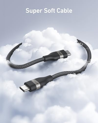 Anker Nano USB C to USB C Cable, 240W Fast Charging Cable (1 ft, Black) | Flexible Multi-Color Braided Charger for iPhone 17 Series, MacBook Pro, and More - color: Black, size: 1ft