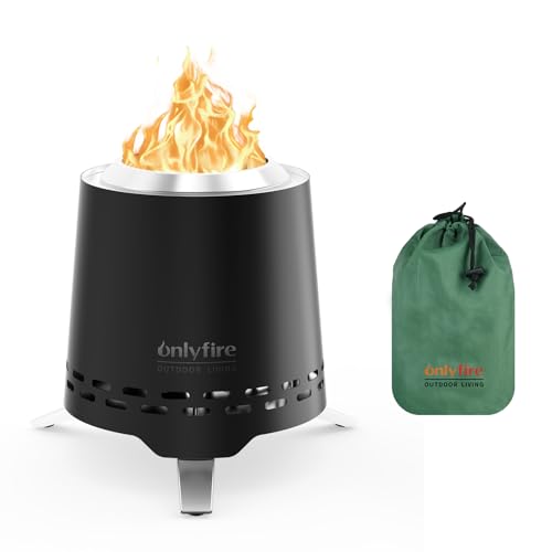 2-in-1 Wood Burning Fire Pit with Pot Rack, 7.8" Tabletop Fireplace, Black | Portable Stainless Steel Camp Stove with Carry Bag for Camping, Patio, Backyard, RV & Tailgating, Smokeless Firepit, FP053 - color: Black, size: 7.8"