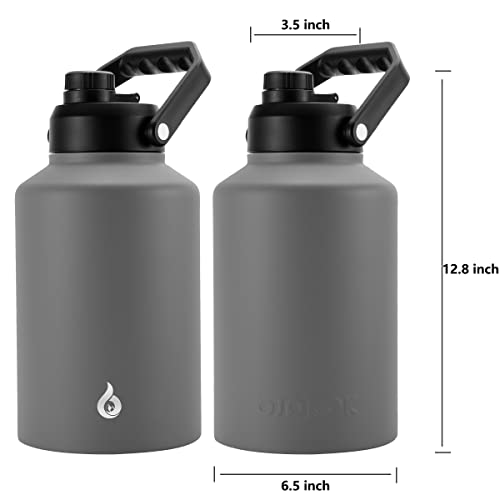 BJPKPK 128oz Insulated Water Bottle, 1 Gallon Water Jug, Stainless Steel - color: Gray, style: 128oz