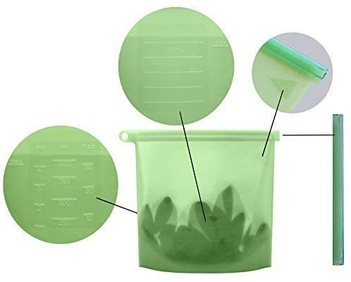 Performore Reusable Silicone Food Storage Bags 6 Pack | 9.5" x 8.5" x 2" | Leakproof, Freezer & Microwave Safe | Eco-Friendly, BPA-Free, Dishwasher Safe | Ideal for Meal Prep, Snacks, and Sous Vide