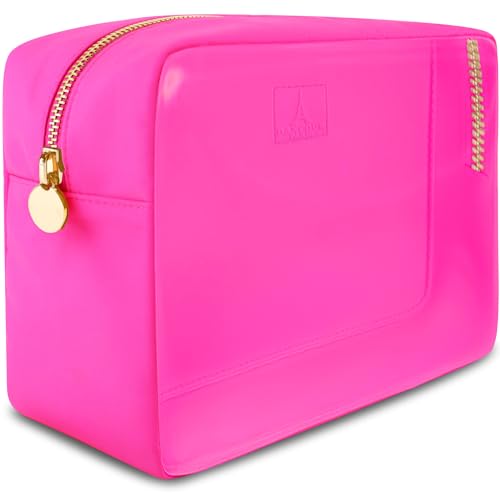 DANCOUR Clear Makeup Bag Large Makeup Bag Big Makeup Bag Large Pouch Clear Pouch Large Cosmetic Bag Huge Cosmetic Pouch Clear Cosmetic Bag Travel Case Pouch Travel Cosmetic Case TSA (Large, Hot Pink) - color: Hot Pink, style: Large