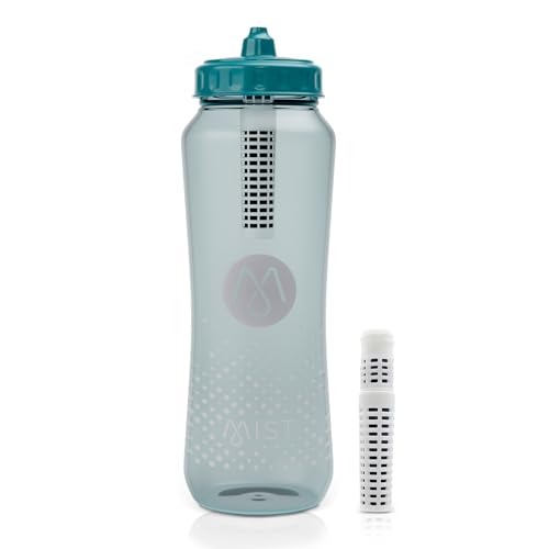 Mist Sports Squeeze Water Bottle with Built-In Filter for Pure Water, Lightweight and Easy Grip Squeeze Water Bottles Sports Quality, Leak Proof & BPA Free Athletic Water Bottle Squirt Top, Deap Teal - color: Dark Teal