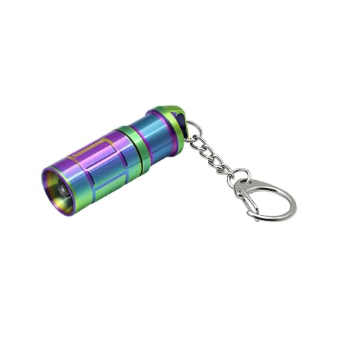 e1 Smallest Keychain Flashlight Tiny Micro Mini Key Ring Light Bright Long Lifetime Waterproof for Everyday EDC Emergency Dog Walking Sleeping Reading Nice Gift (Colorful Stainless Steel) - color: Color steel