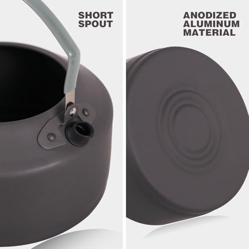 Outdoor Camping Kettle, 0.9L Aluminum Lightweight Water Pot, Portable Compact Camp Tea Kettle Coffee Pot with Carrying Bag for Camping Hiking Backpacking Picnic