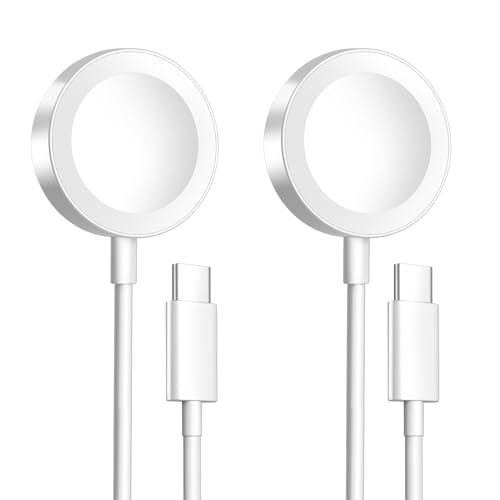 2026 Upgraded for Apple Watch Charger Magnetic USB C Fast Charging Cable | 2Pack Wireless iWatch Chager Cable Dual-Chip Compatible with Apple Watch Series Ultra/SE/11/10/9/8/7/6/5/4/3/2-3.3FT,White - color: White+White, size: 1.0M