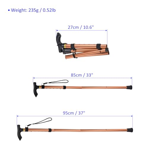 M METERXITY Trekking Poles - Collapsible Hiking Walking Sticks, Telescopic & Folding, Apply to Women Walking Backpacking - color: Brown