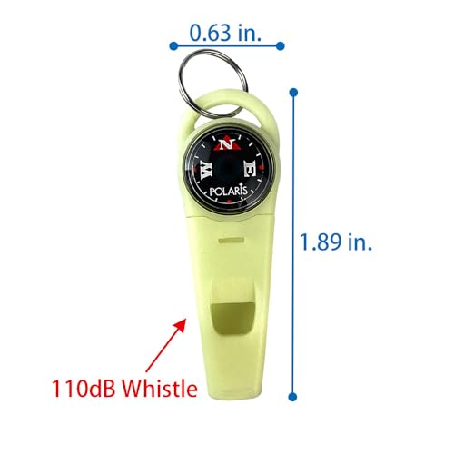 POLARIS Waterproof Micro Compass Series/Watchband or EDC or with mini Whistle or with Whistle - style: Glow in The Dark micro whistle compass