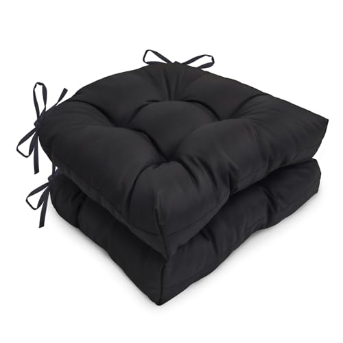 2 Pack Waterproof Outdoor U-Shaped Chair Cushions,Black - color: Black