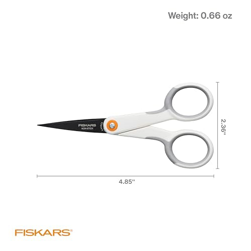 Fiskars Micro Trip Scissors, SoftGrip Precision Cutting Shears, Non-Stick Stainless Steel Blades, 5 inches (Pack of 12) - size: 5” (Pack of 12), style: Non-Stick