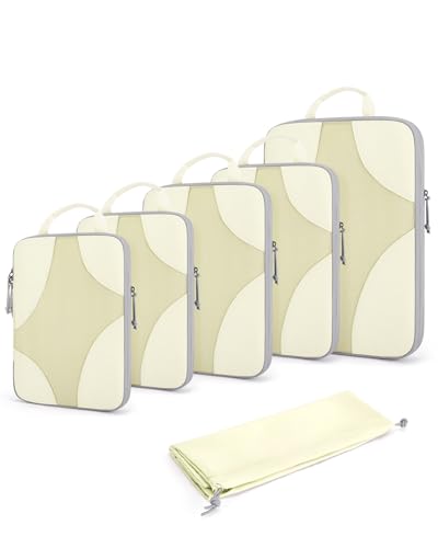 Bagsmart Compression Packing Cubes, Travel Bag Cruise Ship Essentials - color: Beige, size: 6 Set