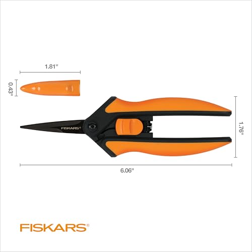 Fiskars 6" Non-Stick Pruning Snips, Resin-Resistant Garden Scissors | Garden Shears for Weeds, Flower Buds & Small Plants, Steel Blades Stay Sharp, Easy Action Spring, SoftGrip Handles - style: Non-Stick Snips
