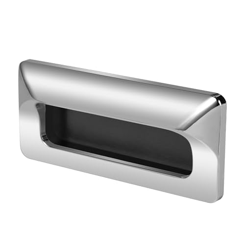 2 Pack Zinc Alloy Recessed Pull Handle Container Handle Cabinet Furniture Pull Handle,4-3/10inch x 2inch,Silver - color: Silver