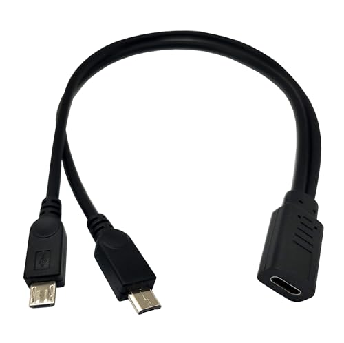 USB C Splitter Charge Cable,1 Feet USB Type C Female to 2 Dual Micro USB Male Y Splitter Conversion Charging Cable - color: Type C female to 2*micro USB male