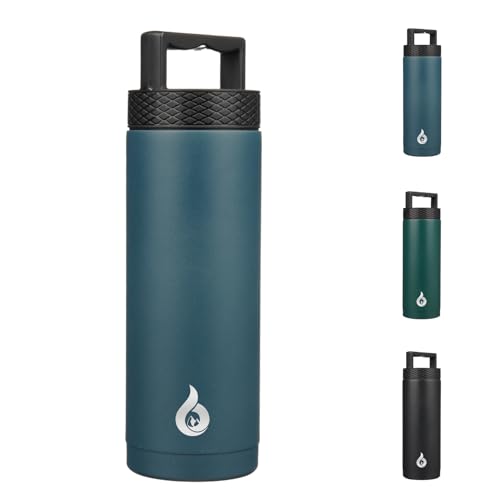 BJPKPK 18oz Insulated Water Bottle Stainless Steel Water Bottle with Handle - color: Navy Blue, style: 18oz