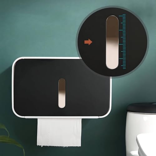 Outdoor Waterproof Toilet Paper Holder for Bathroom - Pet Proof Plastic TP Tissue Holder Dispenser Full Covered Adhesive Mounted Box for RV Shower TP Roll