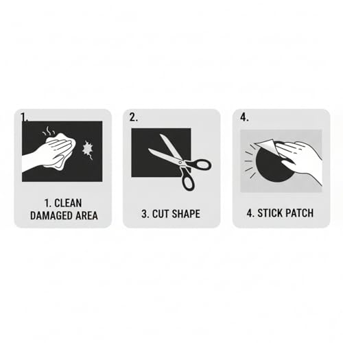 I-MART 6 Pcs Self Adhesive Nylon Repair Kit for Down Jacket 8"x4", Waterproof Nylon Patch for Jackets, Cloth Patch for Clothing Fix, Multi-Purpose Fabric Mending Kit, Black