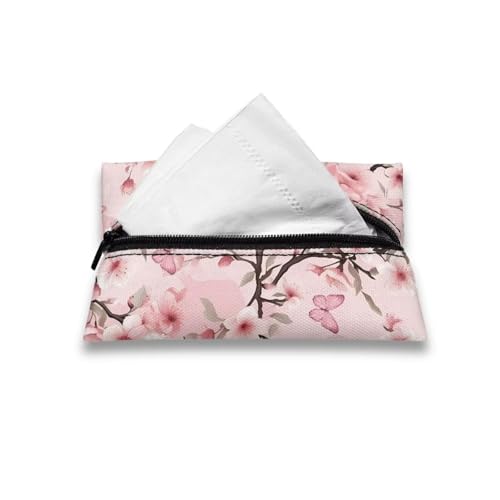 Flashideas Cherry Blossom Tissue Holder Reusable Travel Tissue Pouch Tissue Holder for Purse Soft Coins Tissue Pouch Pocket Coins Tissue Pouch for Bag Car Office Home - color: Cherry Blossom