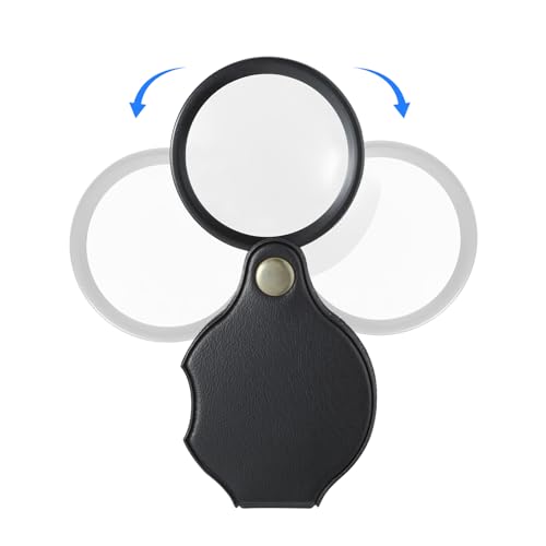 2Pcs Small Magnifying Glass Pocket Magnifier Mini Folding Hand Held Magnify