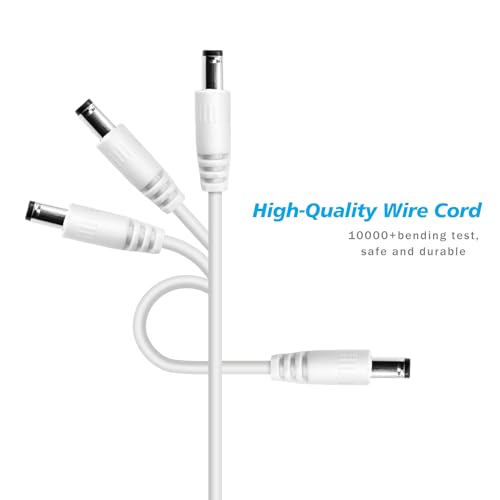 USB to DC 5V Power Cord, Universal DC 5.5x2.1mm Charging Cable with 9 Interchangeable Connectors Adapter for Moon Lamp, Massage Wand, Router, LED Light, Mini Fan, Speaker and More Devices (White) - color: White
