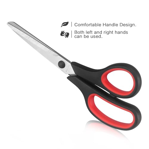 LONGKEY 8.5" Scissors 3-Pack, Ultra Sharp Stainless Steel, Black - color: Black