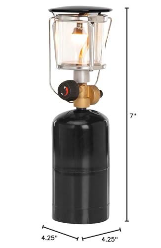Stansport Propane Mantel Lantern – Outdoor Light with Adjustable Brightness, Carry Handle, Ventilated Hood, High-Output, Portable, for Emergency, Backpacking, Camping – Mantels Included - style: Single